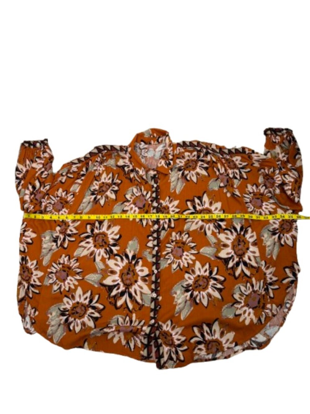 Free People Good Vibrations Printed Blouse Size L - Picture 8 of 10